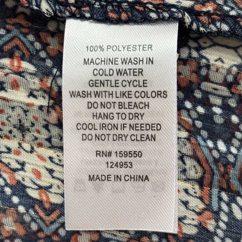 Maison d'Amelie High Collar‎ Long Sleeve Blouse - Royal/Orange/White - Size S - Picture 11 of 12